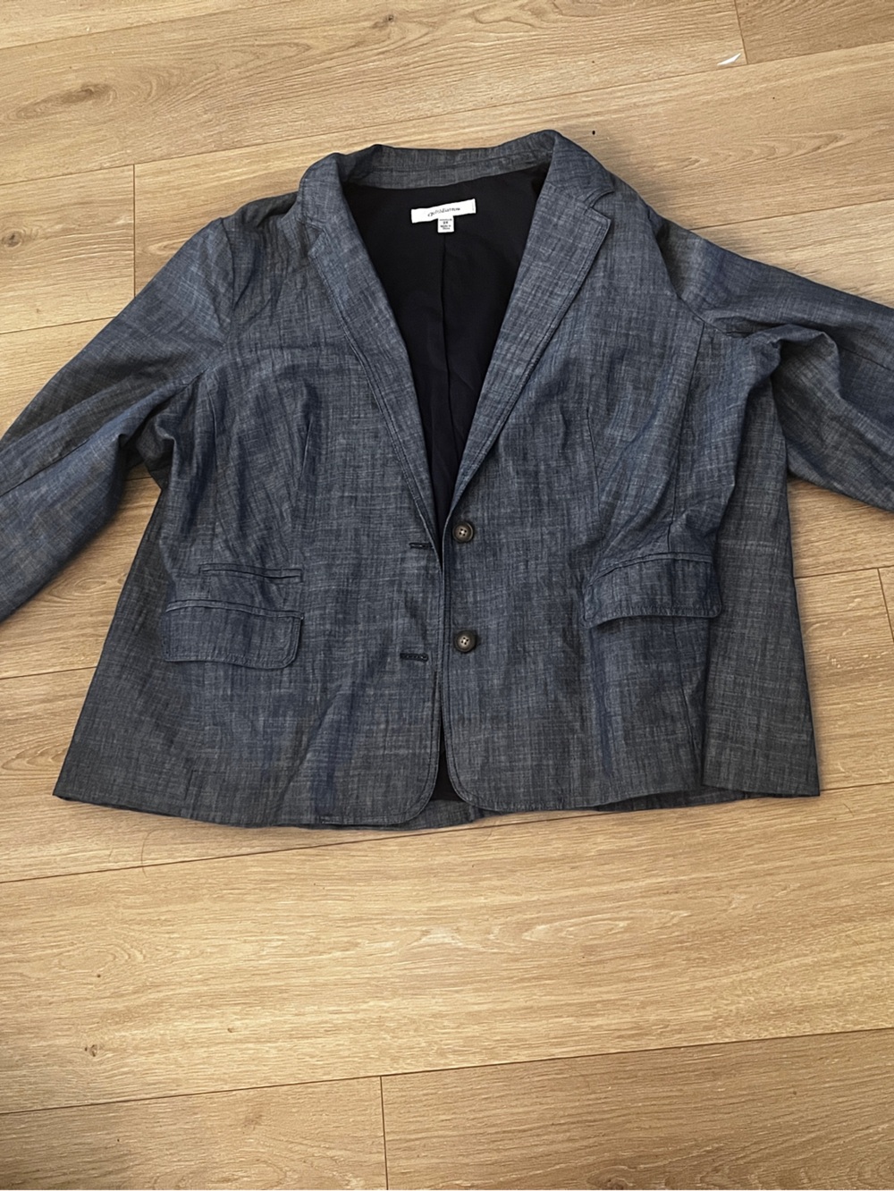 Croft & Barrow Women’s 2X Blue Chambray Cotton Blazer Jacket Plus Size Casual Ca